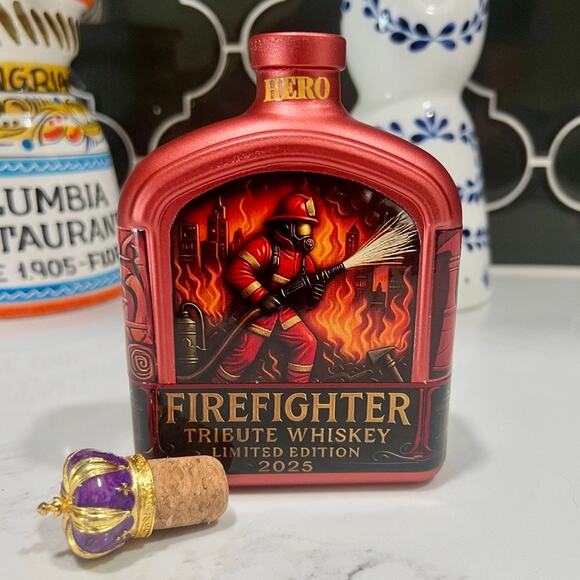 Fire Man Tribute Whiskey Decanter Display Bottle Limited Edition Collectible - Picture 2 of 3